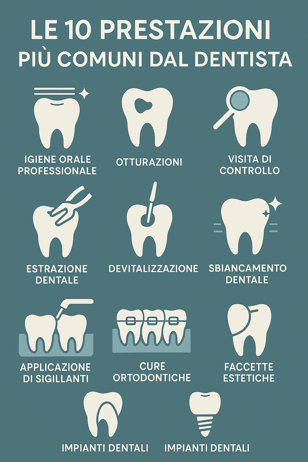 Le 10 prestazioni più comuni dal&nbsp;dentista